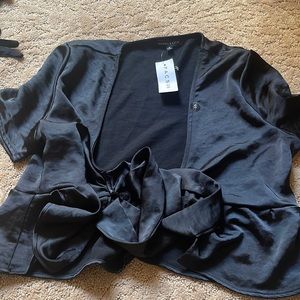 Kendall and Kylie- black silk shirt